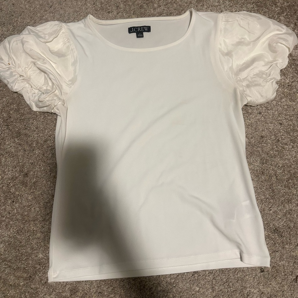 J. Crew Women's Ivory Puff Sleeve Top